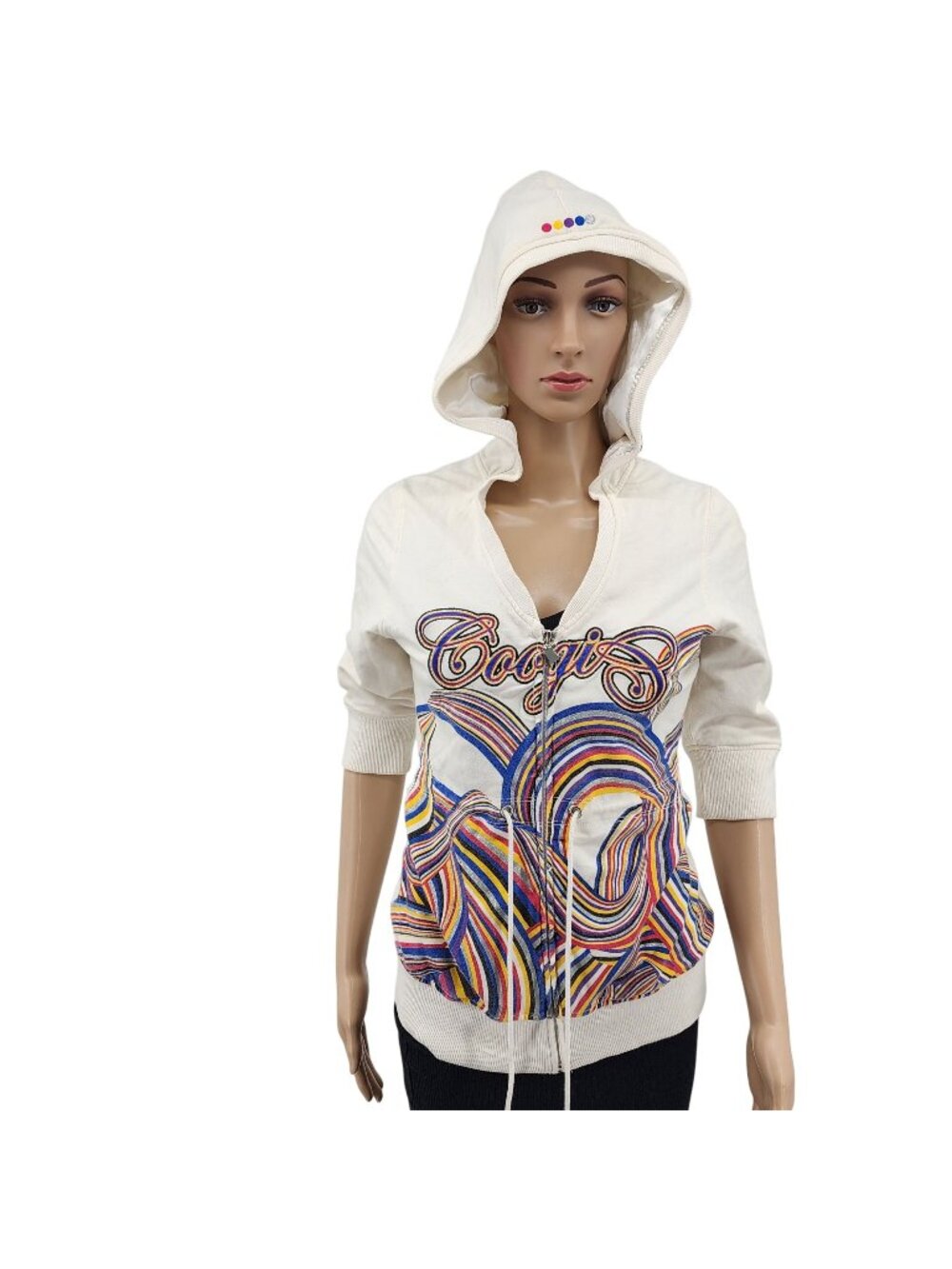 Coogi Girls Multicolor Embroidered Hoodie Jacket With Drawstring Waist Large
